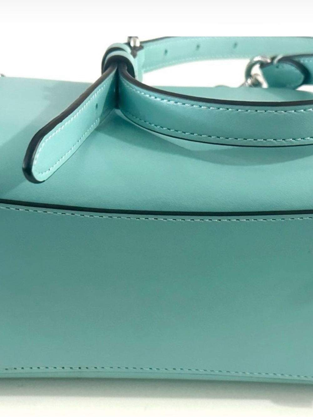 Coach Pebble Leather Satchel in Mint Green with Silver Hardware - Picture 5 of 6
